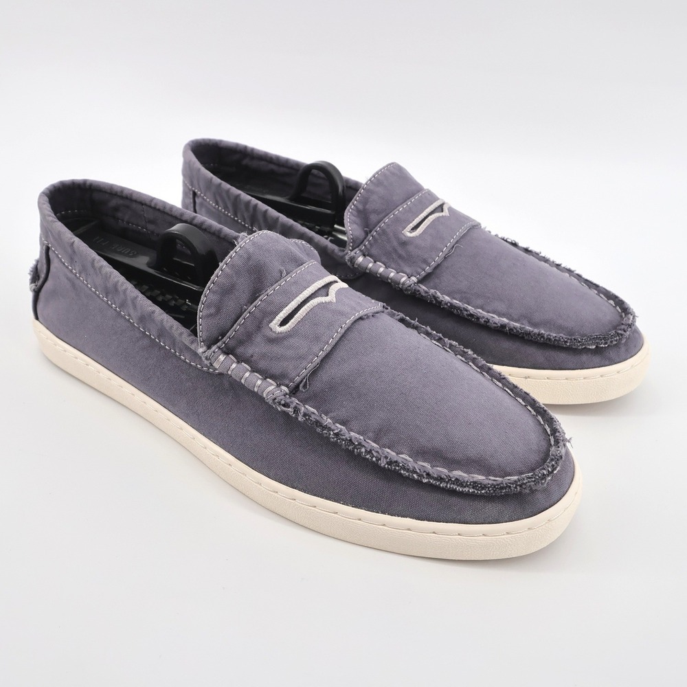 NEW Johnnie O Indigo Perry Slides Canvas Distressed Loafer Grey Mens Size 10